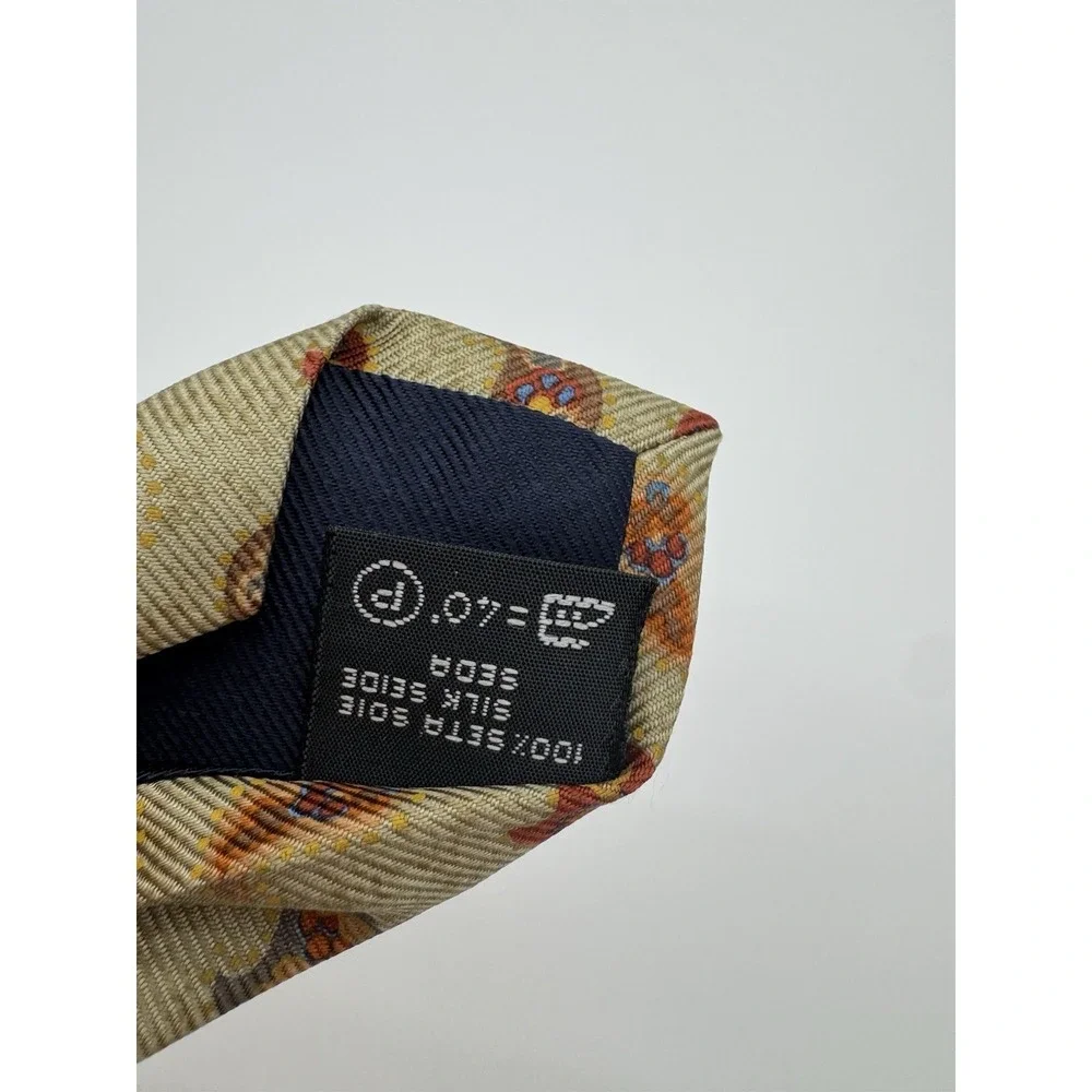Ermenegildo Zegna‎ Silk Tie Beige Paisley Floral Necktie Made in Italy Luxury